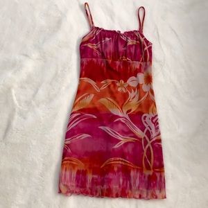 a multicolored short dress